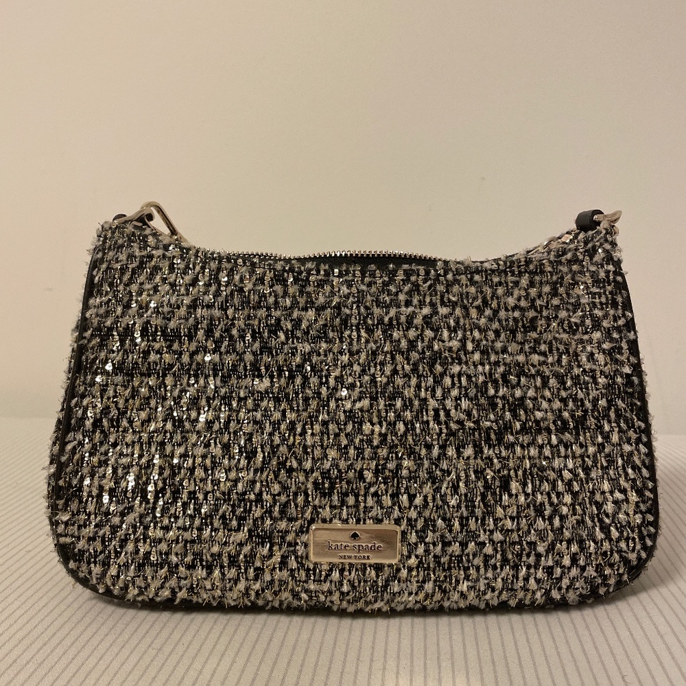 Kate Spade Kiki Convertible Crossbody Sling Bag in Shimmer Tweed.